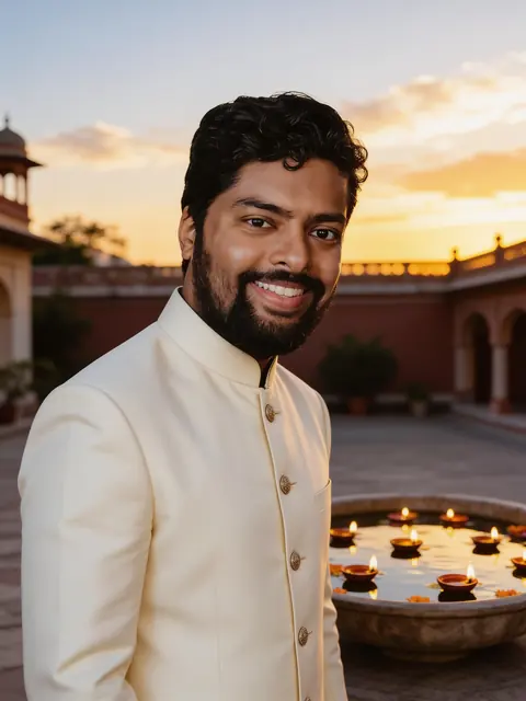 Result: Sherwani among floating diyas