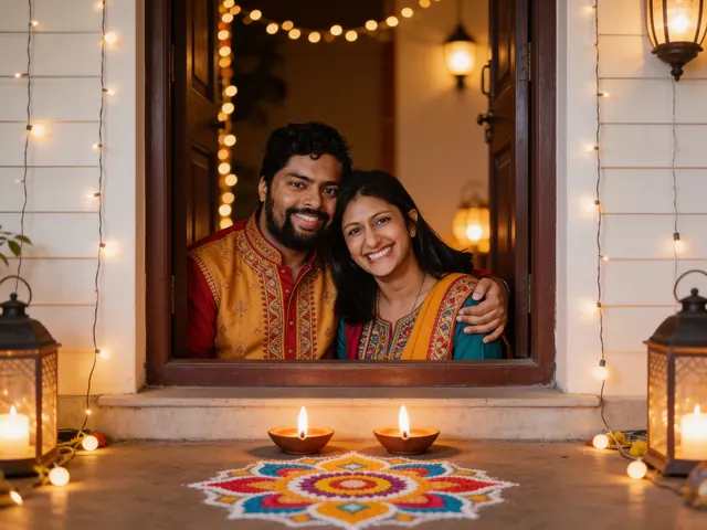 Result: Lighting diyas together
