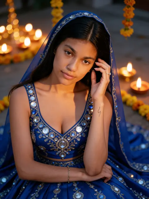 Result: Royal blue lehenga portrait