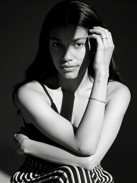 Result: Black and white cinematic portrait